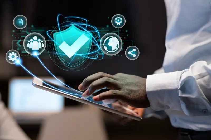 Site web sécurisé tablette affichant une sécurisation avec certificat SSL et protection active